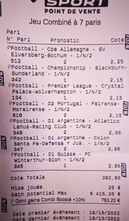 Historique du Top Ticket de fred