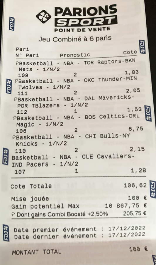 Top Tickets Gagnants