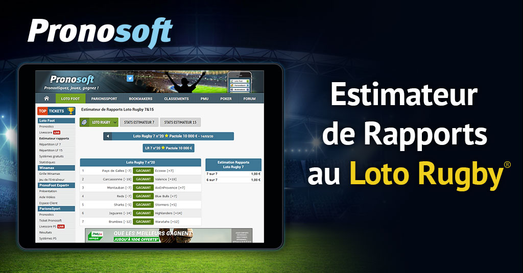Estimateur et Estimations des Rapports Loto Rugby 7 n°42 06/10/2023 à