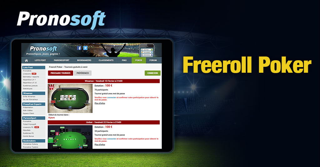 FreeRoll Poker Tournois Pronosoft