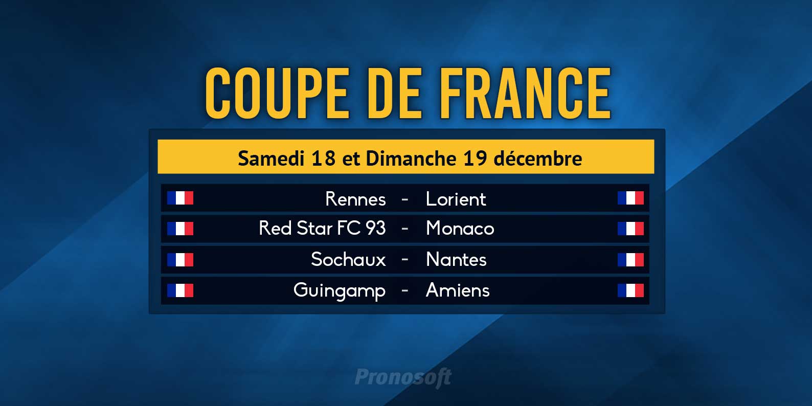 Pronostics Pronosoft 32e de finale de coupe de France