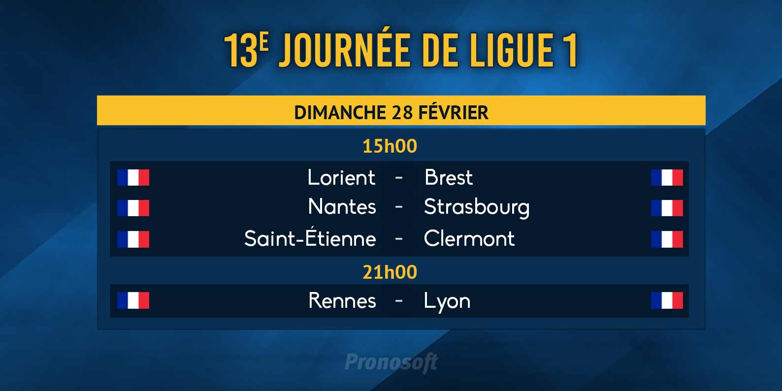 Pronostics Pronosoft 13e journée de Ligue 1 du 7 novembre 2021