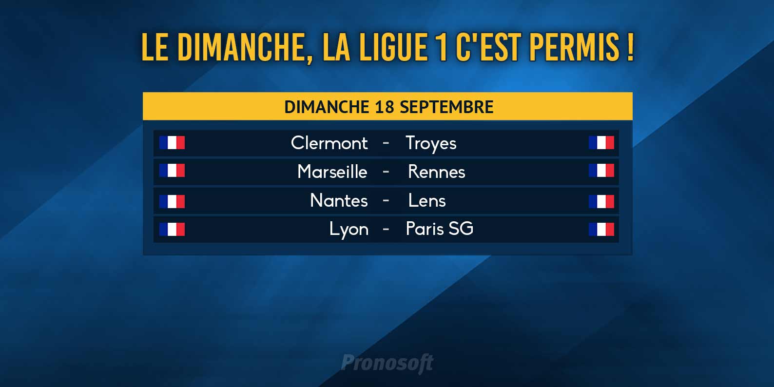 Pronostics Pronosoft 8e journée de Ligue 1 du 18 septembre 2022