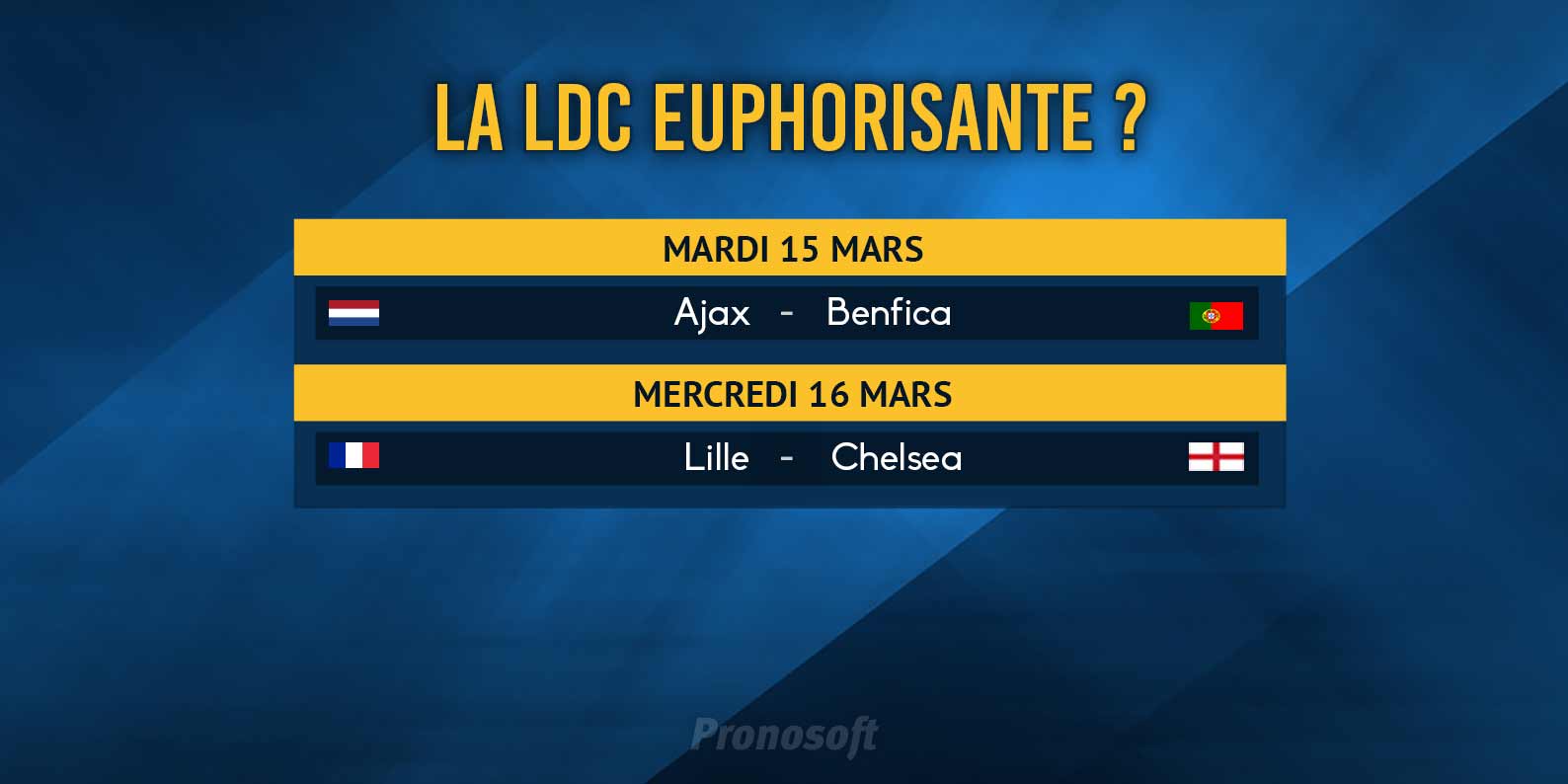 Pronostics Pronosoft 8e de finale retour de Ligue des Champions